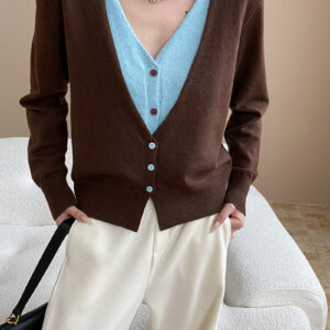 Two-Tone V-Neck Cardigan