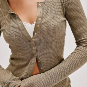 Solid Single-Button Fitted Long-Sleeve Knit Cardigan